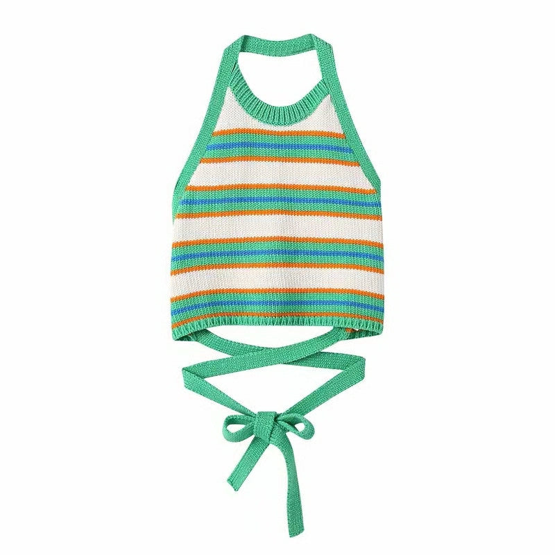 Girls Summer Clothes Kids knitted Backless T-shirt-Veeddydropshipping