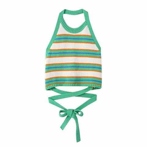 Girls Summer Clothes Kids knitted Backless T-shirt-Veeddydropshipping