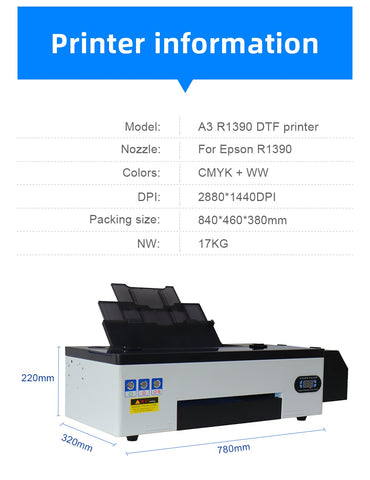 A3 DTF Printer A3 R1390 DTF Printer Directly To Film DTF Transfer Film -Veeddydropshipping