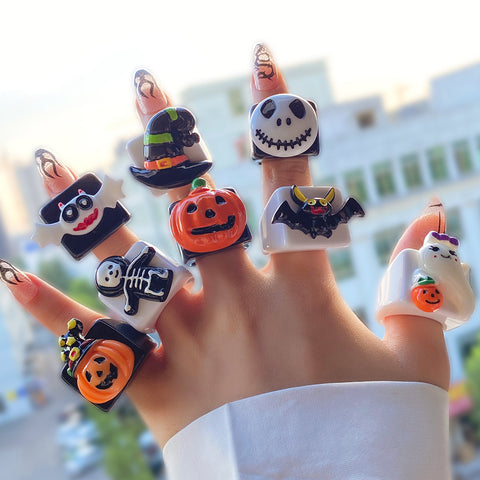 HalloweenCartoonThemePumpkinBatAlloyRing-Veeddydropshipping-1