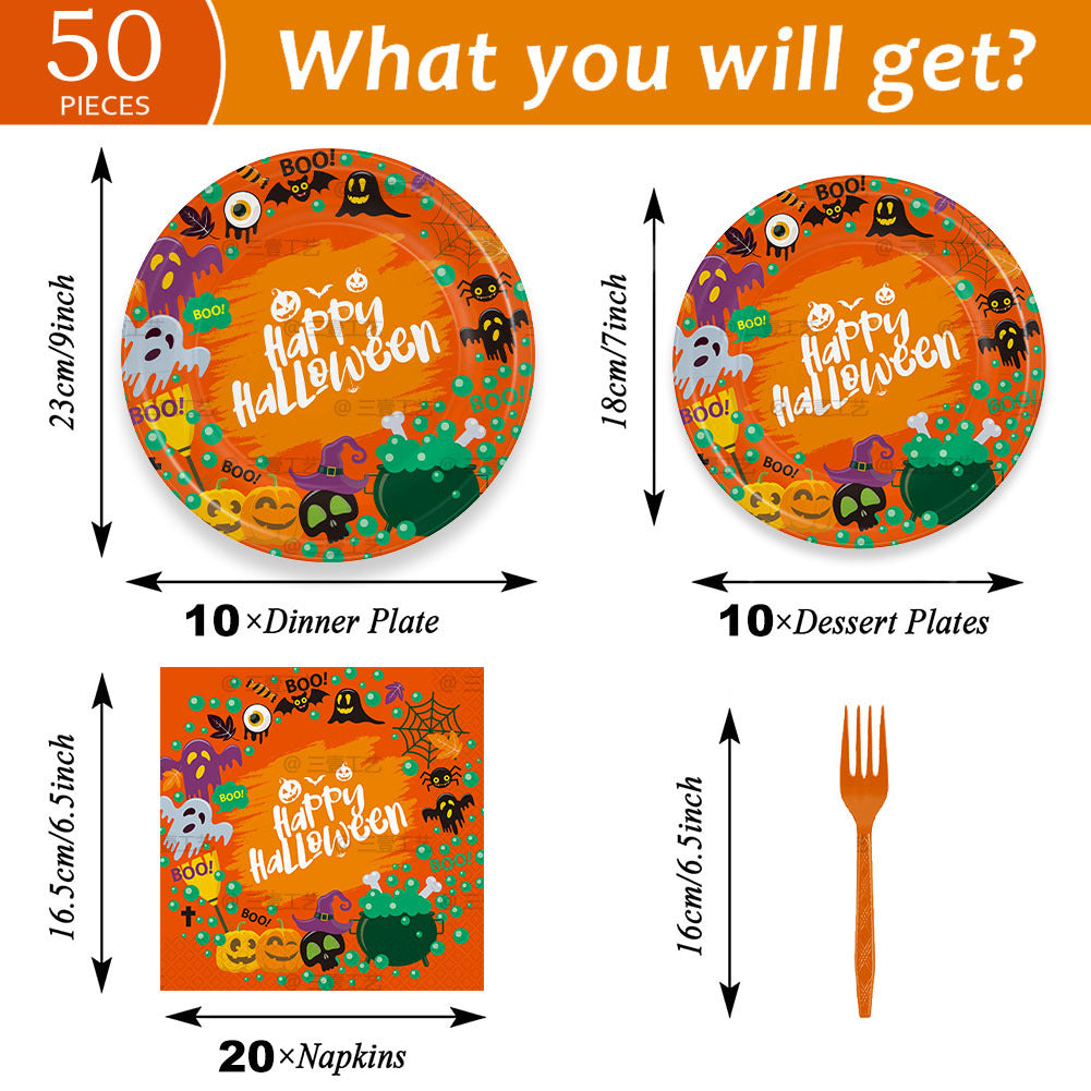 HalloweenPaperCupDinnerPlateDisposableTableware-Veeddydropshipping-5