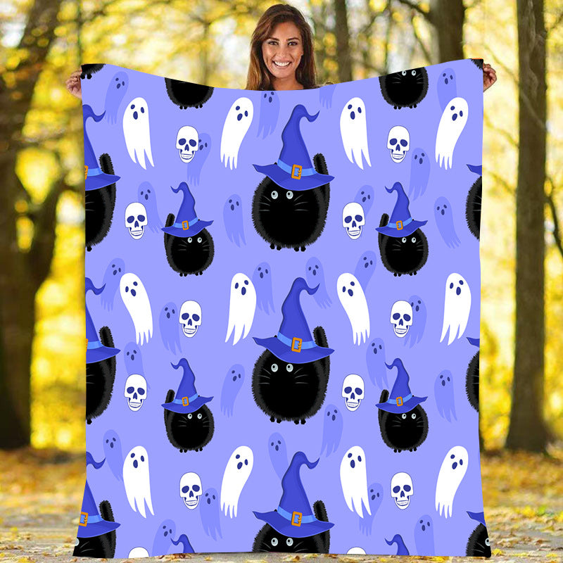 HalloweenPartyDecorationFlannelSpookyBlanketSofaCoverBlanket-Veeddydropshipping-2