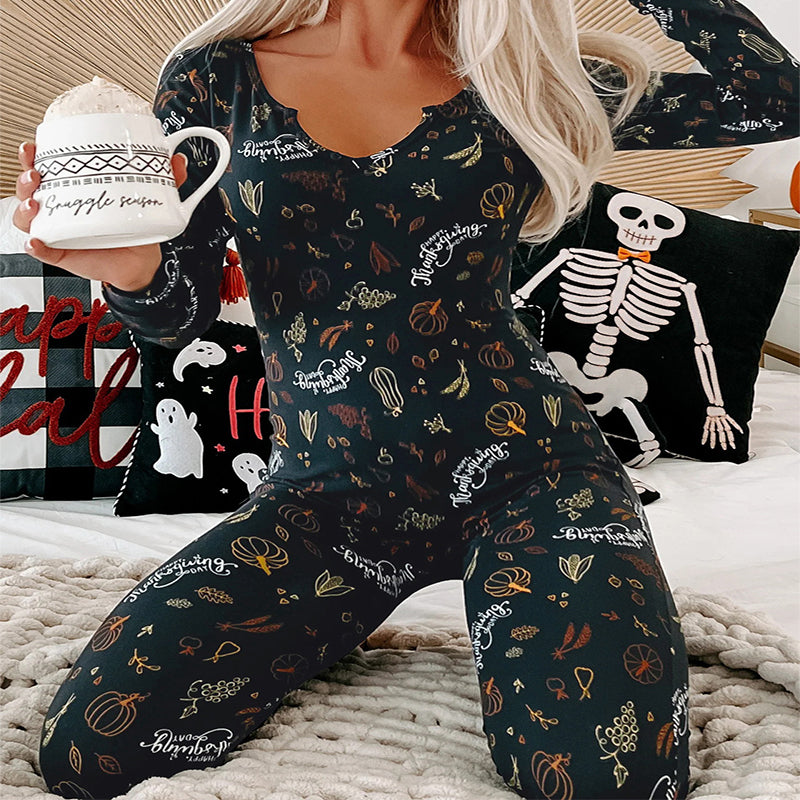 HalloweenPrintedLongSleeveHomePajamasOnesies-Veeddydropshipping-1