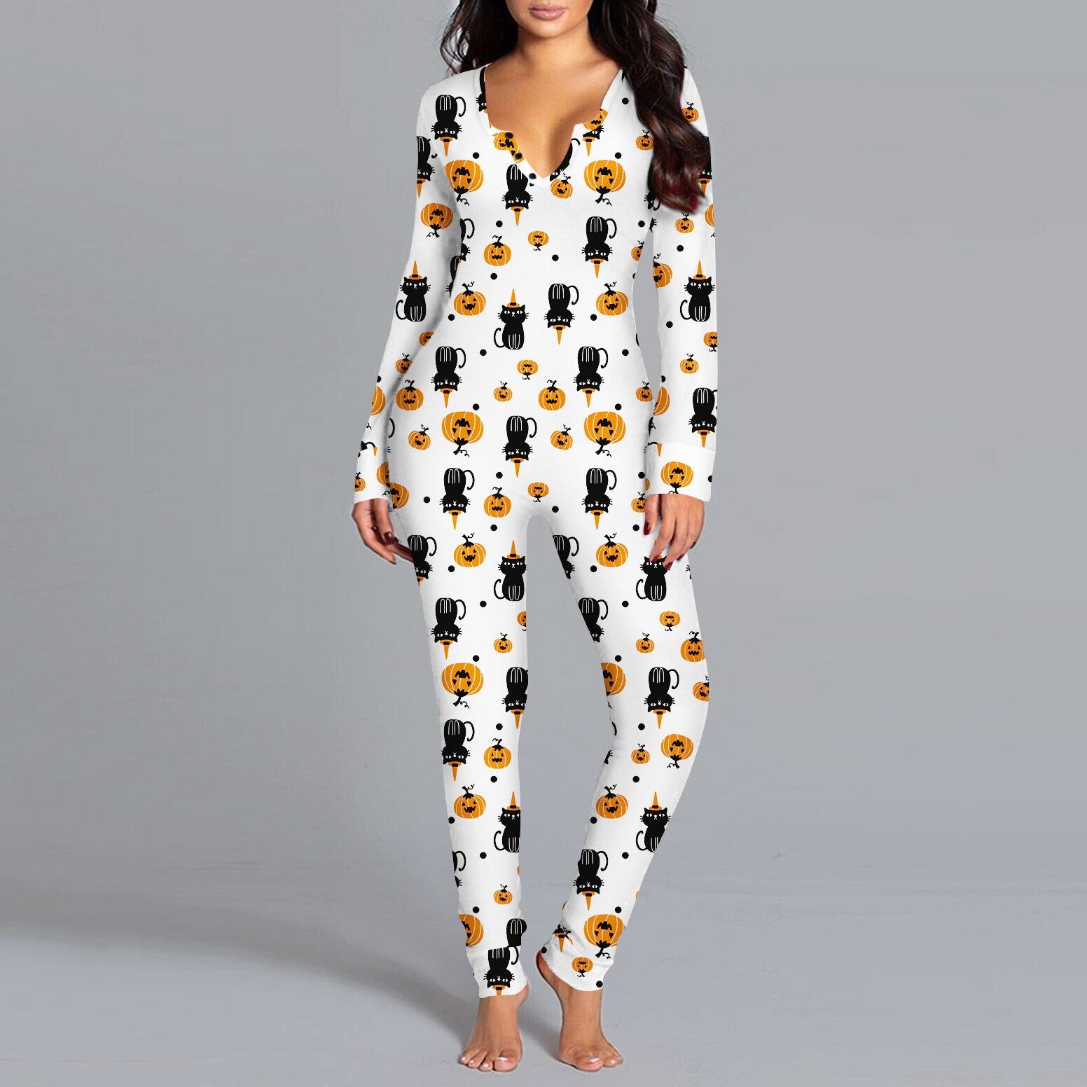 HalloweenPrintedLongSleeveHomePajamasOnesies-Veeddydropshipping-15