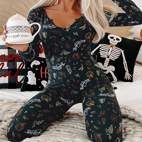 HalloweenPrintedLongSleeveHomePajamasOnesies-Veeddydropshipping-1