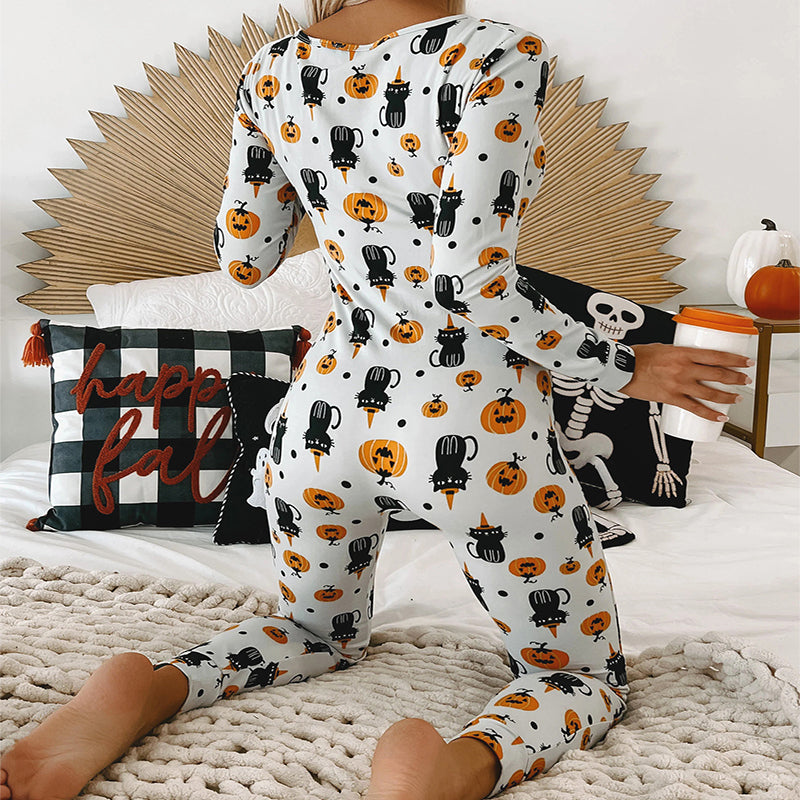 HalloweenPrintedLongSleeveHomePajamasOnesies-Veeddydropshipping-4