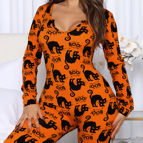 HalloweenPrintedLongSleeveHomePajamasOnesies-Veeddydropshipping-6