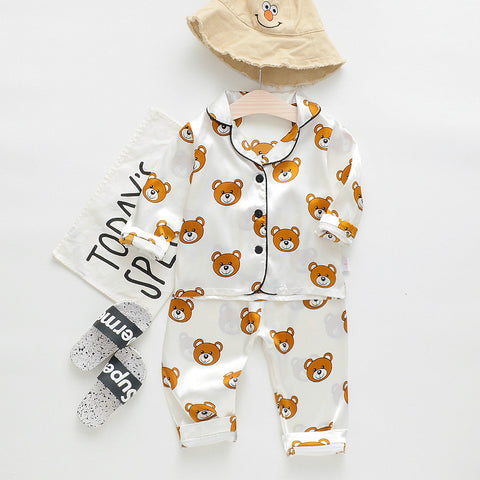 Kid Silk Pajamas Boys Girls Long Sleeve Cloth-Veeddydropshipping