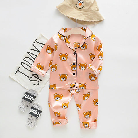 Kid Silk Pajamas Boys Girls Long Sleeve Cloth-Veeddydropshipping