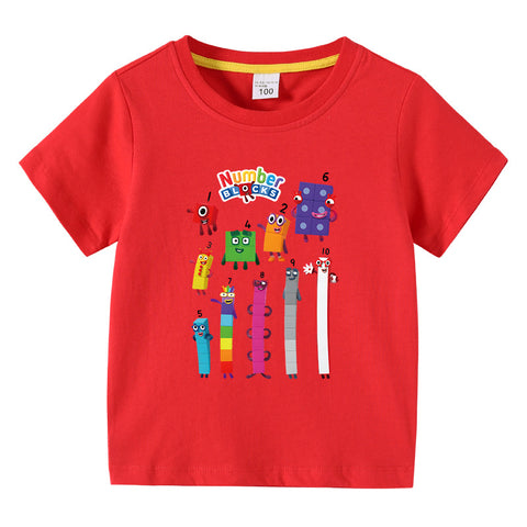 Kids Funny Number Blocks Clothes Summer Leisure T-shirt-Veeddydropshipping