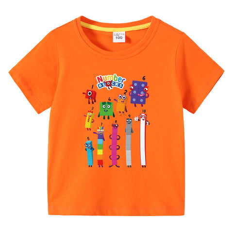 Kids Funny Number Blocks Clothes Summer Leisure T-shirt-Veeddydropshipping