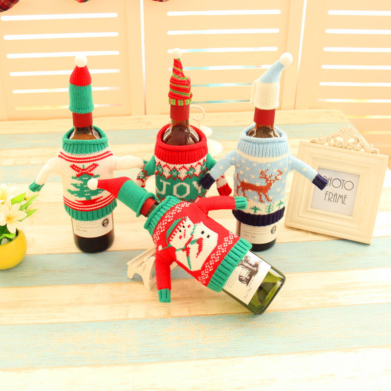 KnittedChristmasBottleSetSweaterRedWineBottleSet-Veeddydropshipping-1