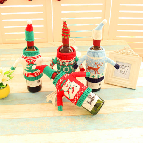 KnittedChristmasBottleSetSweaterRedWineBottleSet-Veeddydropshipping-1