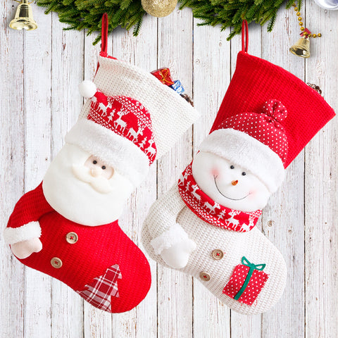 Knitted Christmas Stocking Dress Up Candy Bag Gift Bag-Veeddydropshipping