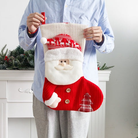Knitted Christmas Stocking Dress Up Candy Bag Gift Bag-Veeddydropshipping