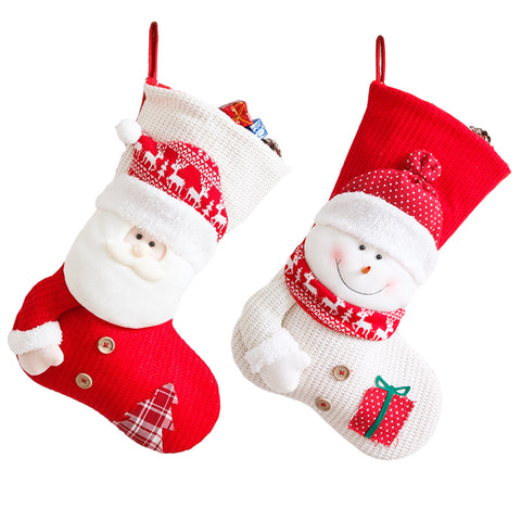 Knitted Christmas Stocking Dress Up Candy Bag Gift Bag-Veeddydropshipping