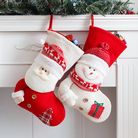 Knitted Christmas Stocking Dress Up Candy Bag Gift Bag-Veeddydropshipping