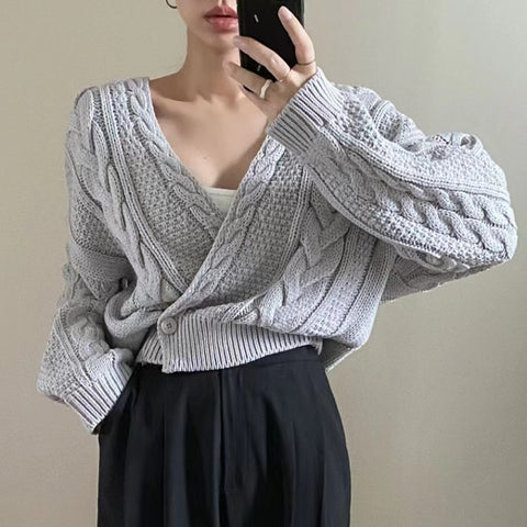 LeisureOneGrainSlantedCollarHempFlowerLongSleeves-Veeddydropshipping-1