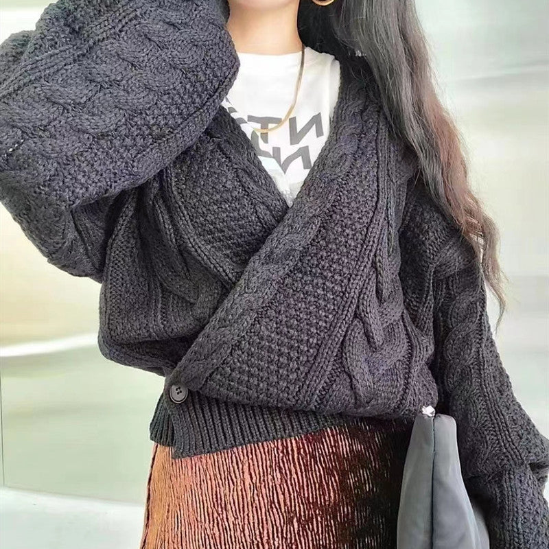 LeisureOneGrainSlantedCollarHempFlowerLongSleeves-Veeddydropshipping-4