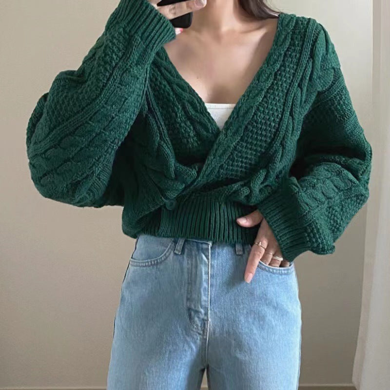 LeisureOneGrainSlantedCollarHempFlowerLongSleeves-Veeddydropshipping-6
