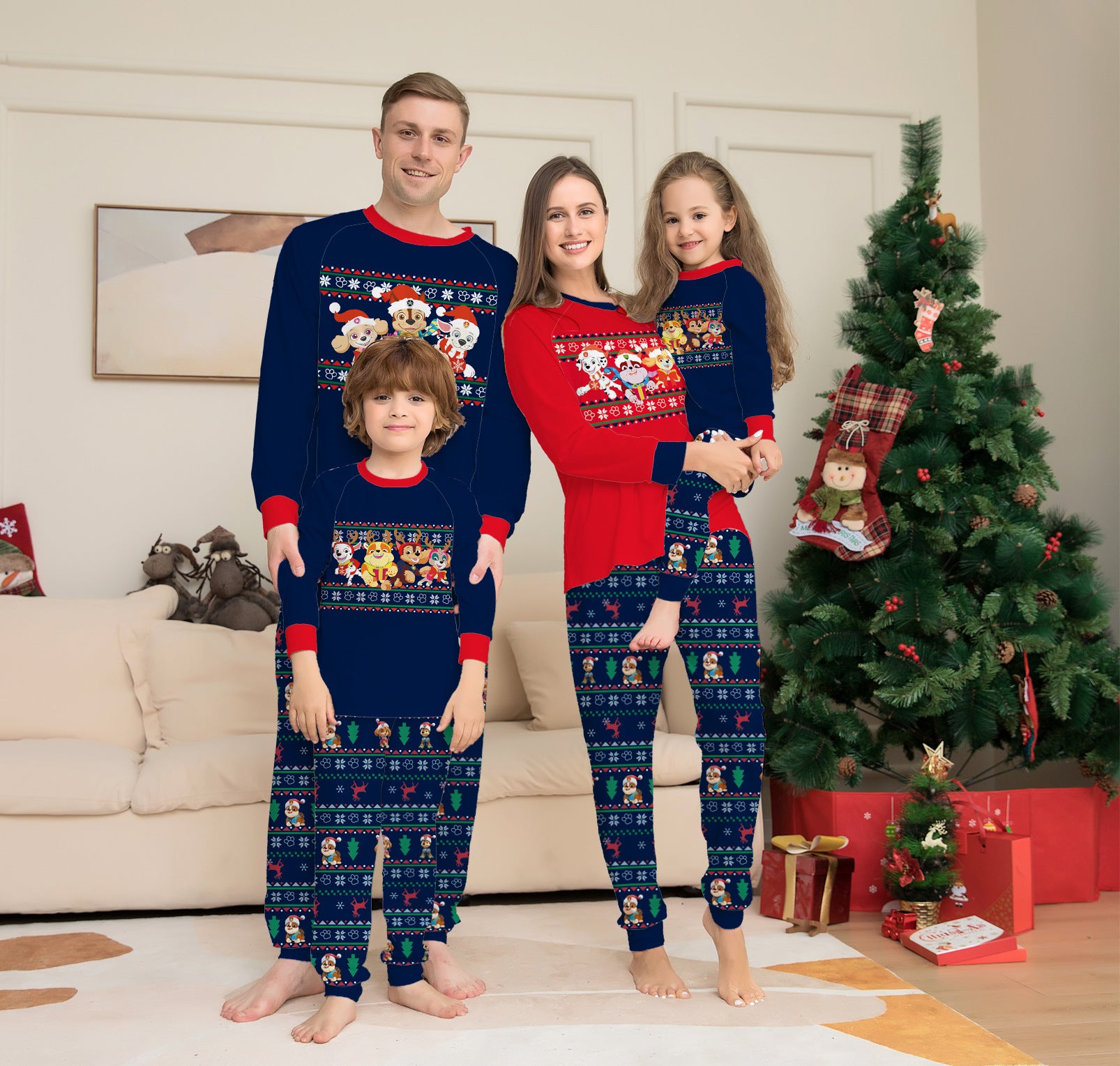        LongSleeveCartoonPrintedChristmasParent-ChildSetLoungewear-Veeddydropshipping-1