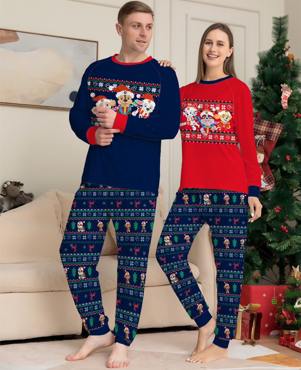       LongSleeveCartoonPrintedChristmasParent-ChildSetLoungewear-Veeddydropshipping-2