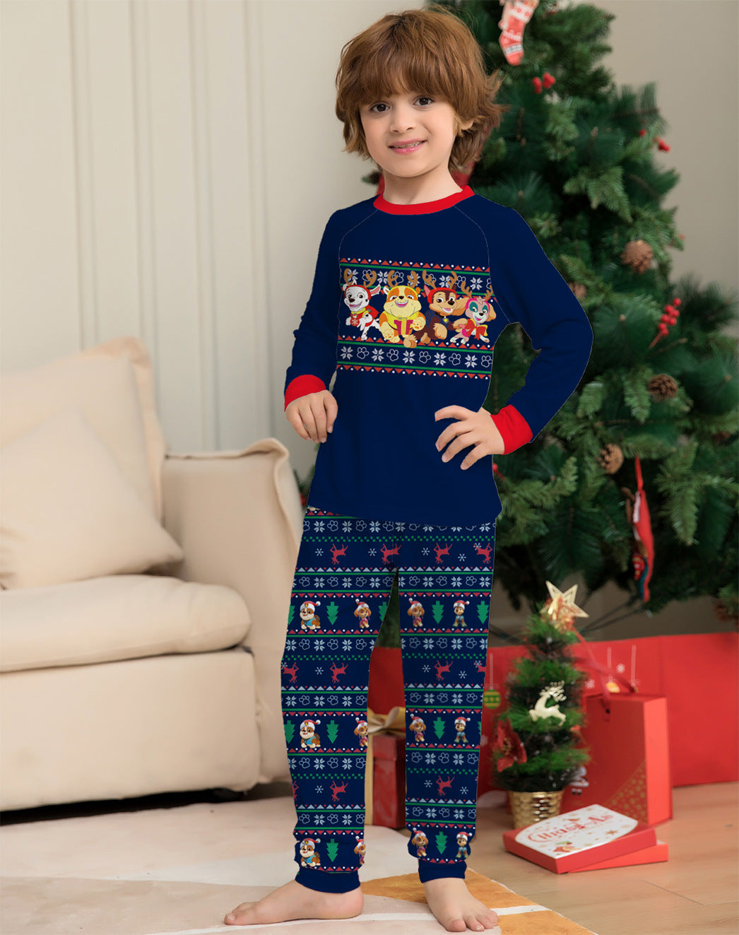       LongSleeveCartoonPrintedChristmasParent-ChildSetLoungewear-Veeddydropshipping-4
