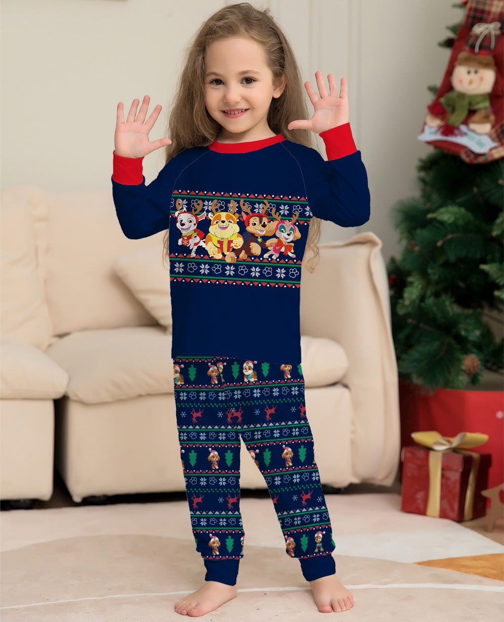    LongSleeveCartoonPrintedChristmasParent-ChildSetLoungewear-Veeddydropshipping-6