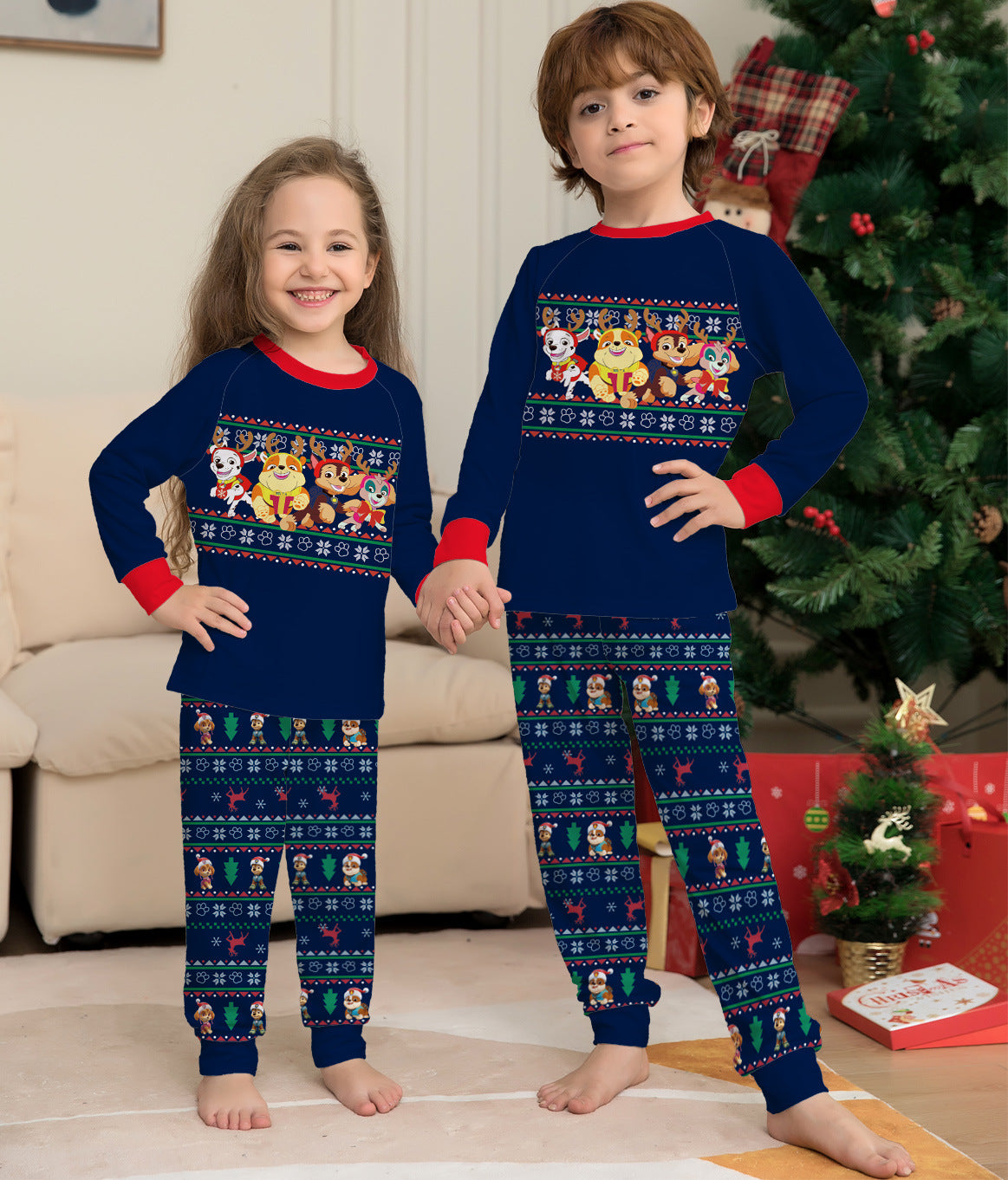       LongSleeveCartoonPrintedChristmasParent-ChildSetLoungewear-Veeddydropshipping-7