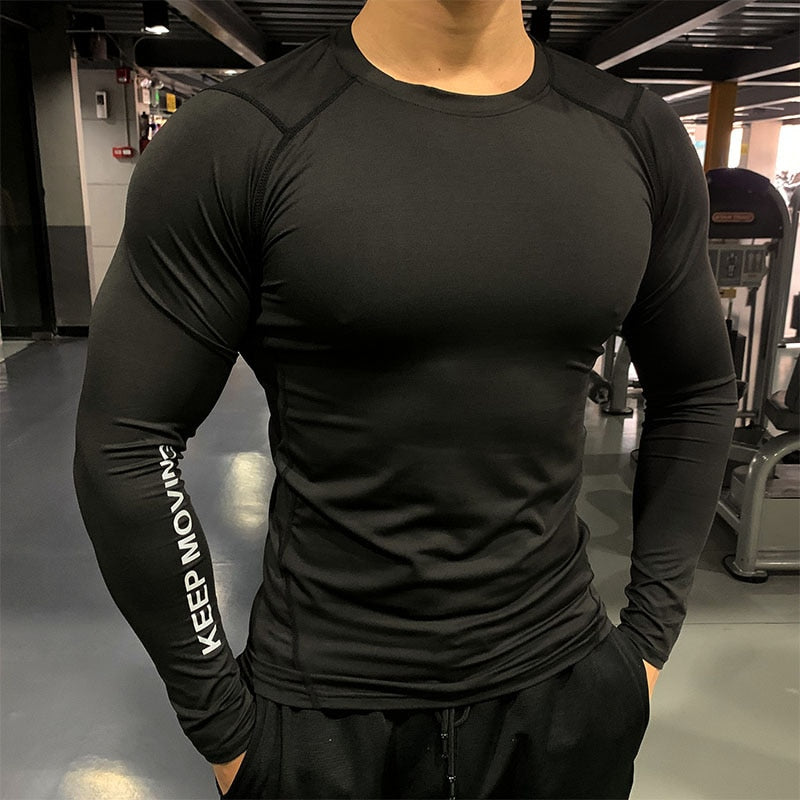Men's Tight Running T-shirt Fitness Tight Long Sleeve Sweatshirt-Veeddydropshipping