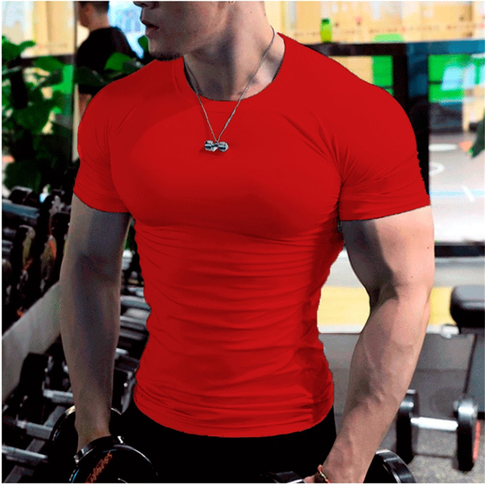 Summer Short Sleeve Fitness T-shirt Running Sports Fitness Muscle T-shirt Plus Size-Veeddydropshipping