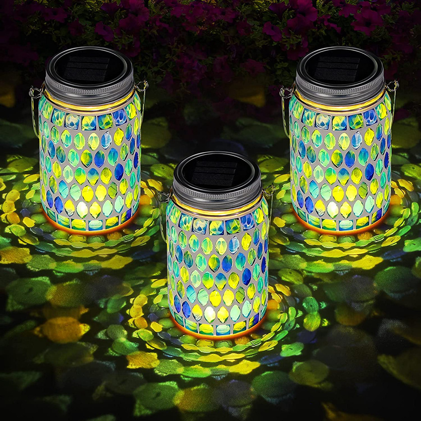 Mosaic Solar Mason Can Lamp Outdoor Waterproof Camping-veeddydropshipping-1