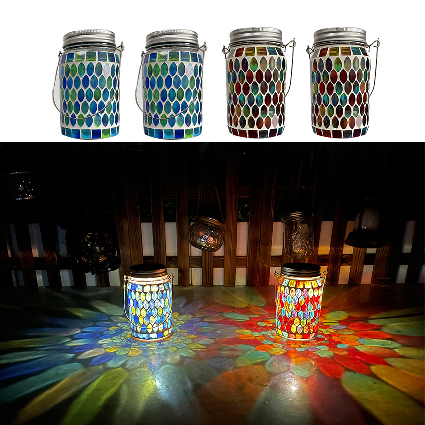 Mosaic Solar Mason Can Lamp Outdoor Waterproof Camping-veeddydropshipping-4