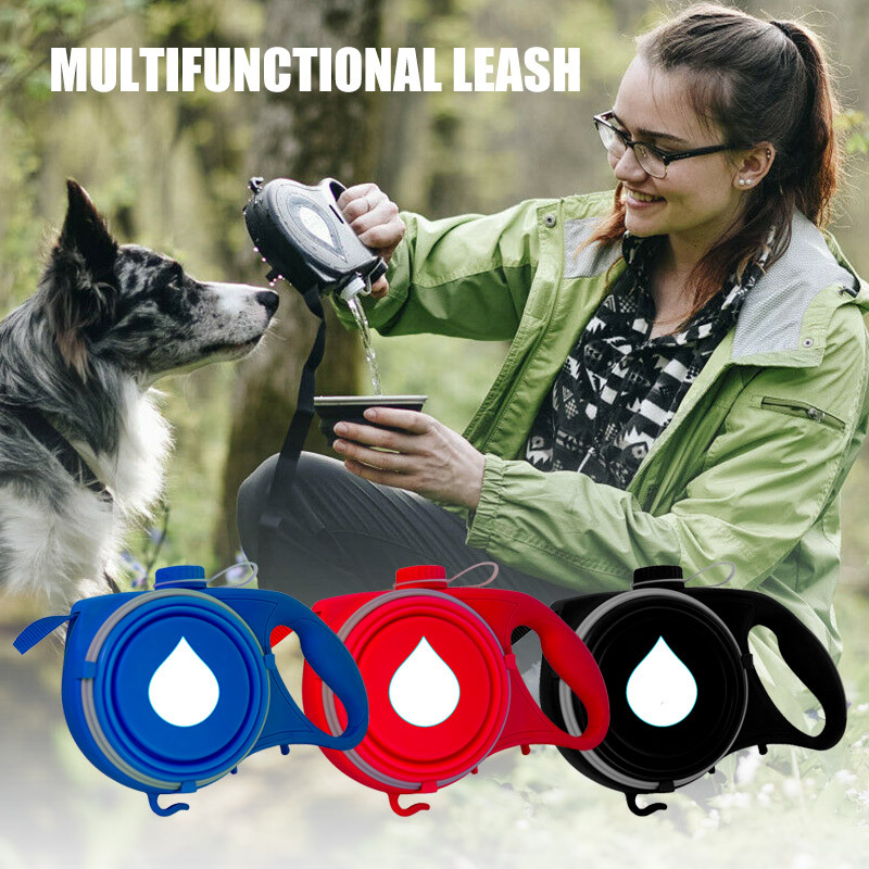 Outdoor Portable 2 in 1 Dog Leash Traction Rope With Water Bottle-Veeddydropshipping-01