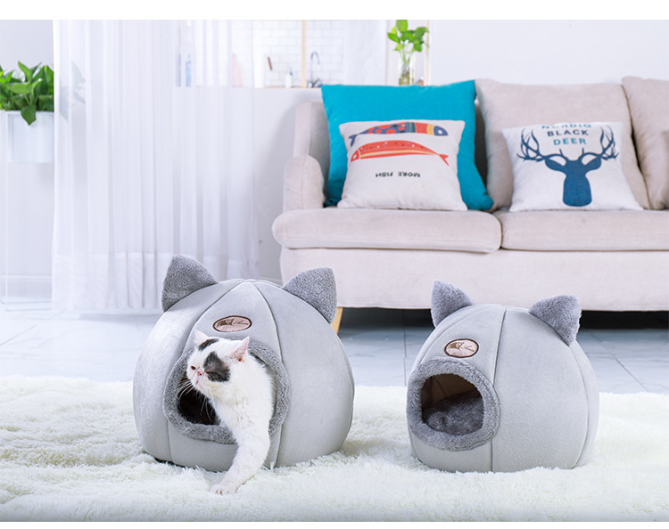Pet Product Semi-enclosed Warm Fluffy Pet Cat Dog Nest-Veeddydropshipping-01