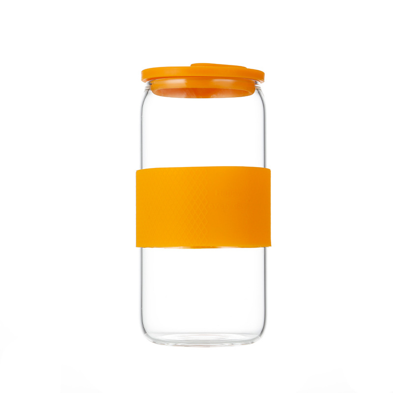 Pull Can Shape Glass Cup With Lid Straw Camping-veeddydropshipping-5