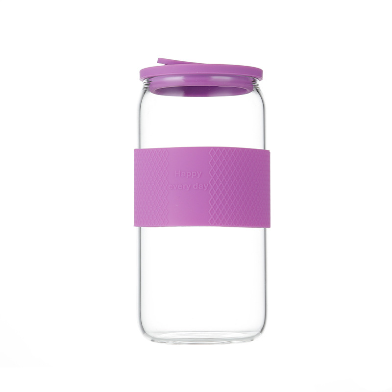 Pull Can Shape Glass Cup With Lid Straw Camping-veeddydropshipping-6