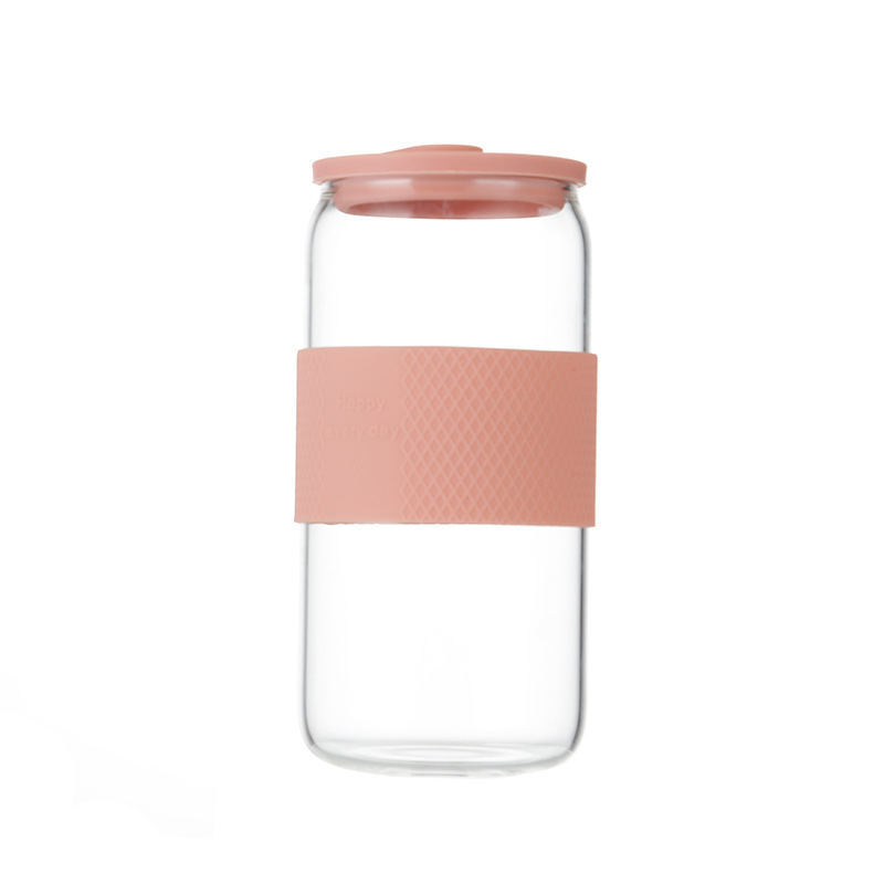 Pull Can Shape Glass Cup With Lid Straw Camping-veeddydropshipping-8