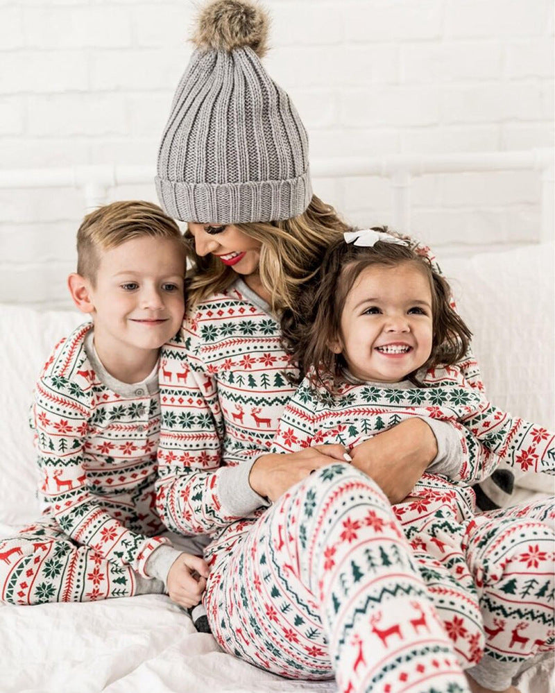    ReindeerAndSnowflakePrintFamilyChristmasPyjamas-Veeddydropshipping-3