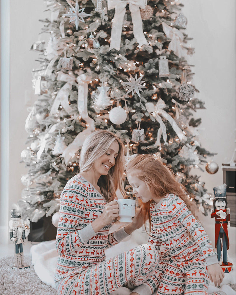       ReindeerAndSnowflakePrintFamilyChristmasPyjamas-Veeddydropshipping-6