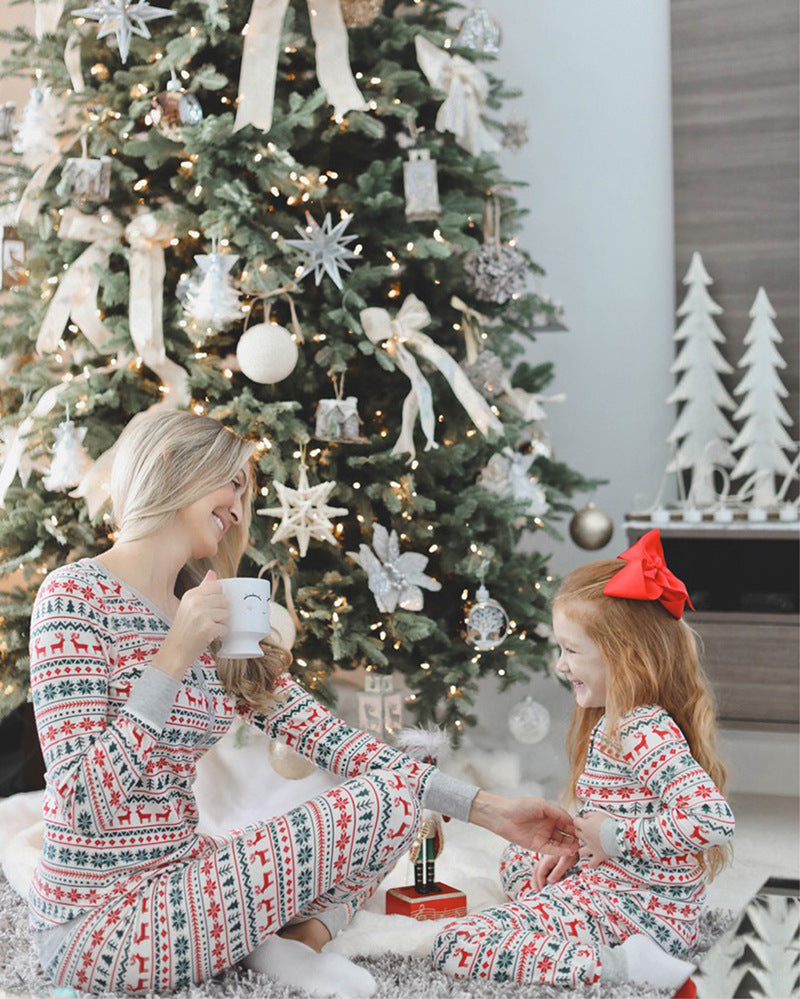       ReindeerAndSnowflakePrintFamilyChristmasPyjamas-Veeddydropshipping-7