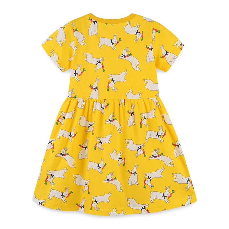 Summer Kids Girls Princess Dresses Short Sleeve-Veeddydropshipping