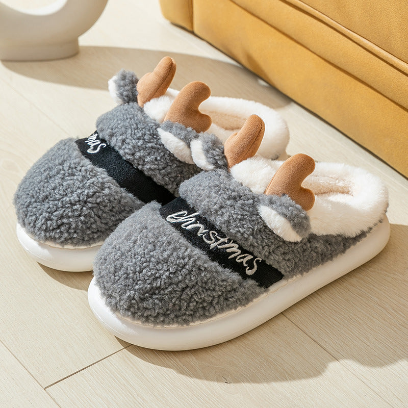       WinterFashionOutingThickBottomPlushChristmasDeerCottonSlippers-Veeddydropshipping-10