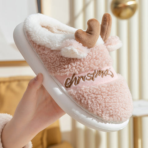   WinterFashionOutingThickBottomPlushChristmasDeerCottonSlippers-Veeddydropshipping-2