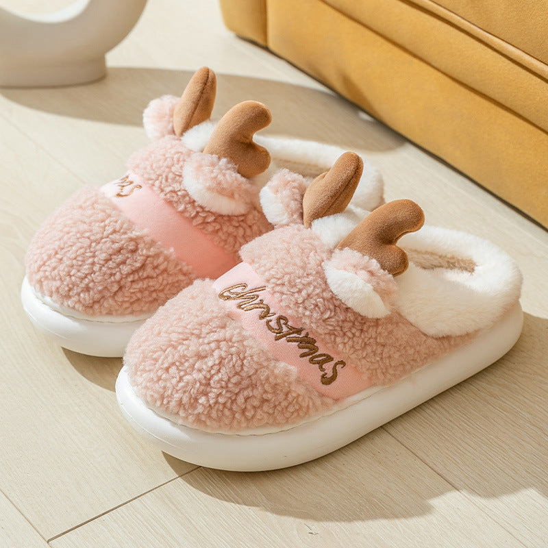    WinterFashionOutingThickBottomPlushChristmasDeerCottonSlippers-Veeddydropshipping-6