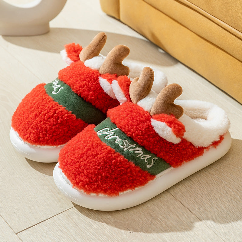    WinterFashionOutingThickBottomPlushChristmasDeerCottonSlippers-Veeddydropshipping-7