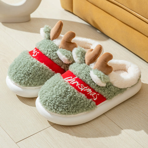    WinterFashionOutingThickBottomPlushChristmasDeerCottonSlippers-Veeddydropshipping-8