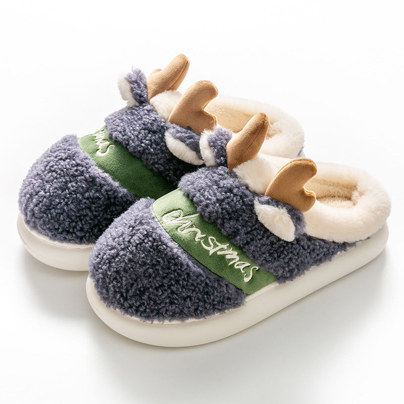    WinterFashionOutingThickBottomPlushChristmasDeerCottonSlippers-Veeddydropshipping-9
