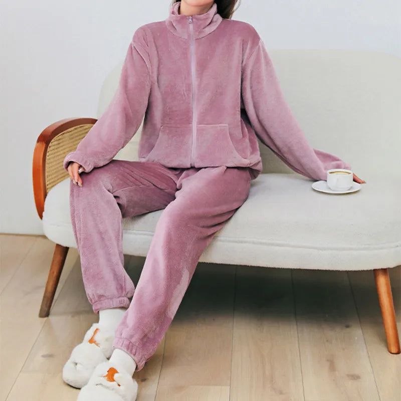 WinterPajamasSuitHomewearStand-upCollarWarmCasualWear-Veeddydropshipping-2