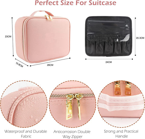Women Cosmetic Bag LED Make-Up Case With Mirror-Veeddydropshipping